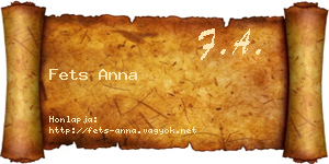 Fets Anna névjegykártya